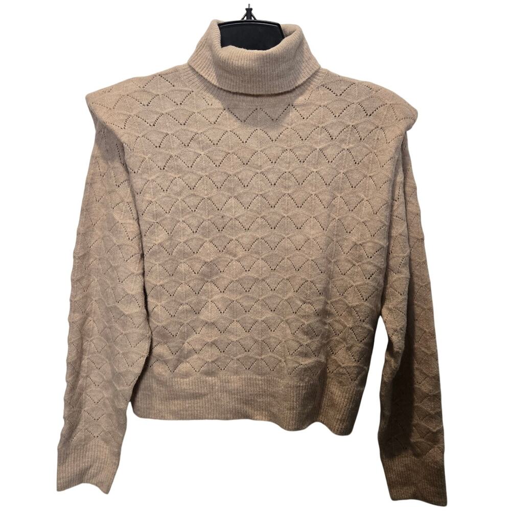 ASTR the Label Pointelle turtle neck taupe sz M minimalist capsule